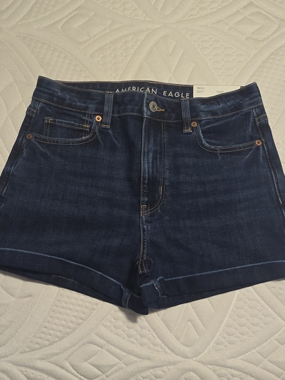American Eagle Mom Shorts 4 (27W) Super High Rise Stretch Dark Wash Denim Size 4
